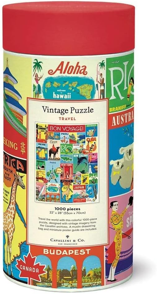 Cavallini 1000 Piece Puzzle, Vintage Travel (PZL/TRV)