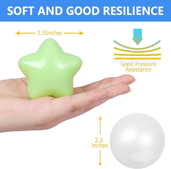 STARBOLO Star Ball Pit Balls for Ball Pit -100pcs Plastic Ball Phthalate Free BPA Free Non-Toxic Crush Proof Play Balls Play Tent Pool Playhouse Playpen Party Decoration. …