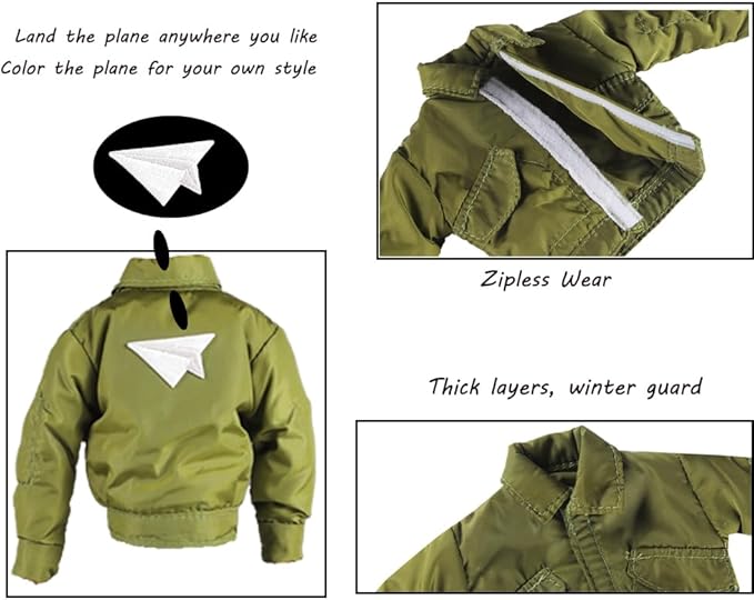 E-TING 15pcs Fashion Clothes Pack = 5pcs Casual Outfit + 5pcs Pants +5 Pairs Shoes for 12inches Boy Doll Random Style (Green Bomber Jacket + Daily Suit + Swimwear)
