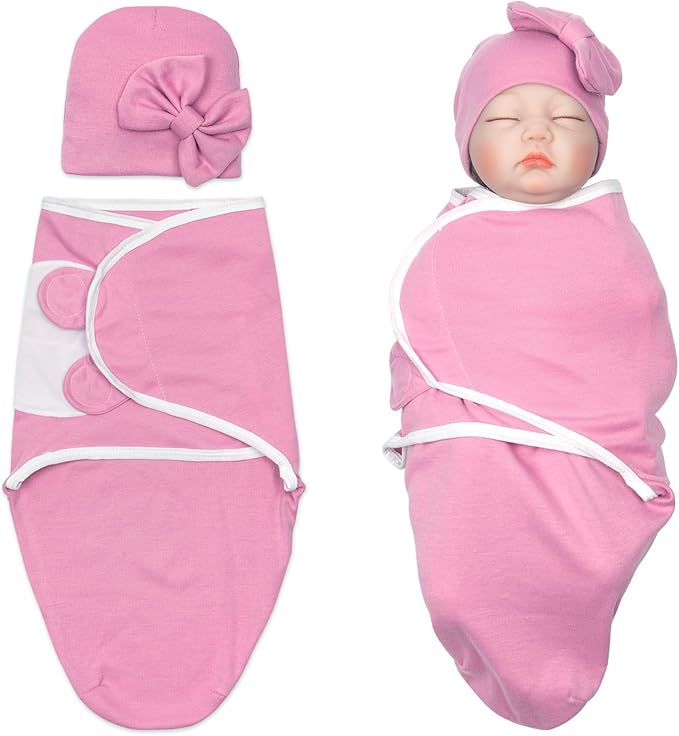 Reborn Baby Doll Clothes 22 inch Girl Outfit for 17''-22'' Baby Doll Newborn Girl Pink Swaddle Hat (Pink)
