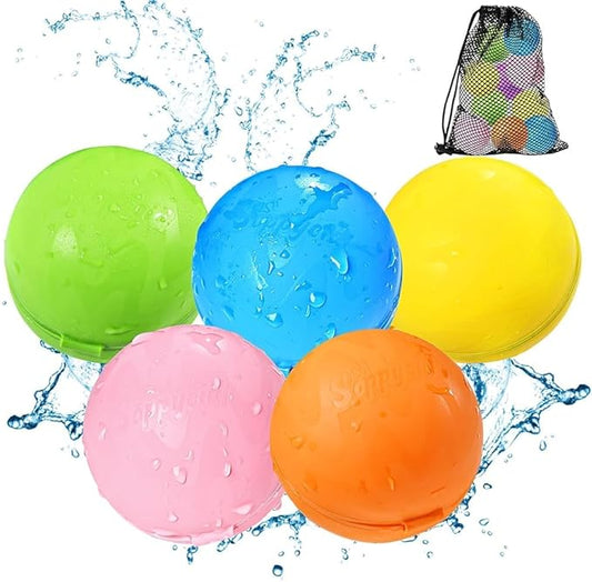 Tlitlimom Reusable Water balloons, Summer Toy Water Toy for Boys and Girls, Pool Beach Toys for Kids ages 3-12, Outdoor Activities Water Toys Self Sealing Water Splash Ball for Fun (5Pack)
