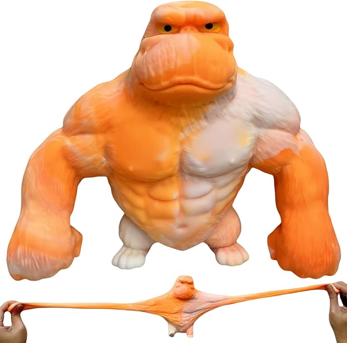 YHan Super Stretchy Gorilla Fidget Toy (Orange) Stretchy Monkey - Funny, Squishy & Perfect to Squeeze for Stress Relief - Ideal Gift for Kids