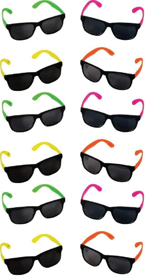 Rhode Island Novelty Assorted Neon Sunglasses, Pack of 30