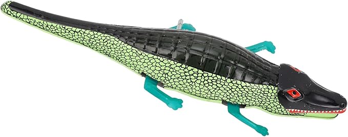 Wind Up Crocodile Toy, Vintage Iron Clockwork Toy with Crawling, Handcrafted Retro Desktop Decor for Office & Home, Unique Collectible Gift for Adults (Green)