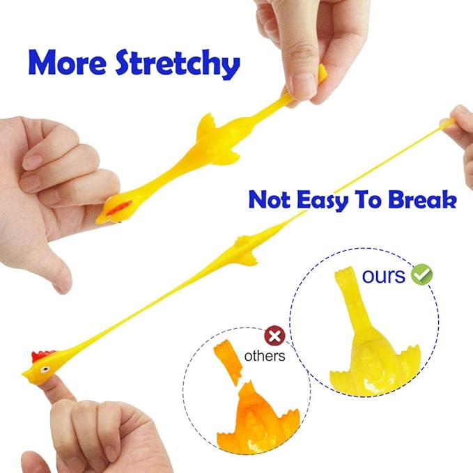 Slingshot Chicken Rubber Chicken Flick Chicken Flying Chicken Flingers Stress Gag Toys, Rubber Chicken Slingshot Funny Christmas Stuffers Easter Chicks Novelty Gifts for Kids (Yellow 30 Pcs)