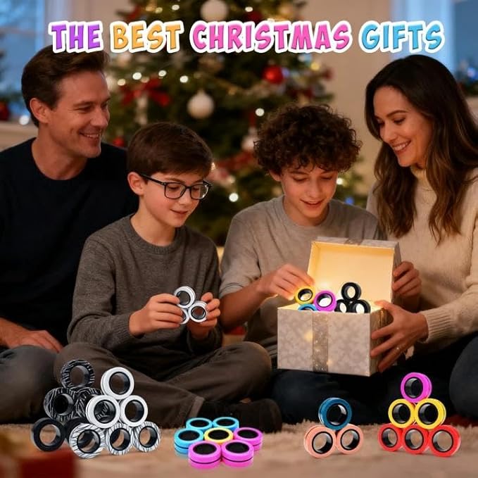 Cevioce Easter Basket Stuffers,3 PCS Magnetic Rings Fidget Toys for Teens Adults Boys,ADHD Anxiety Magnetic Fidget Ring Spinner,Kids Coolest Stress Relief Toy Birthdays Gift for 8 9 10 11 12+ Year Old
