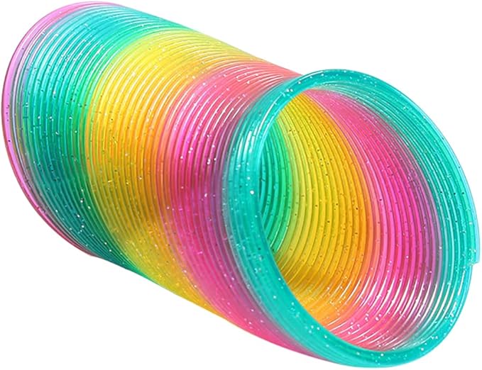 4.2 Inch Giant Sequin Color Rainbow Coil Spring Toy,Classic Magic Spring Decompression Toys,Stair Toys for Children
