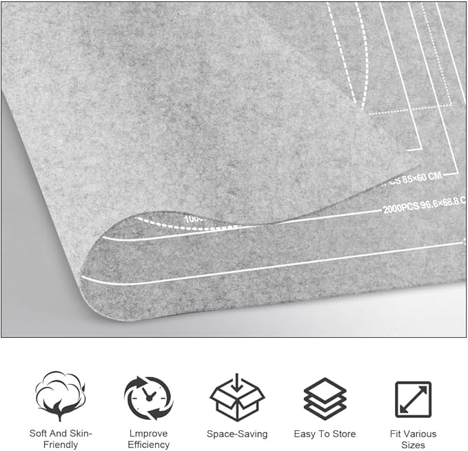 Ainiv Jigsaw Puzzle Mat Roll Up 3000 Pieces, 55" x 39" Portable Felt Puzzles Board with 6 Sorting Trays & Travel Storage Bag, Jigsaw Saver Pad Keeper for Adults Teens, Gray