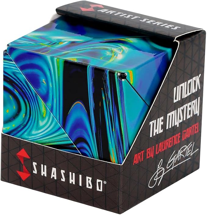 Shashibo Shape Shifting Box - STEM Fidget Toy with Ultra Strong Magnets - Sensory Puzzle Cube Transforms Into 100+ Shapes, Easter Basket Stuffers Gift for Kids, Teens, and Adults (Mystic Ocean)