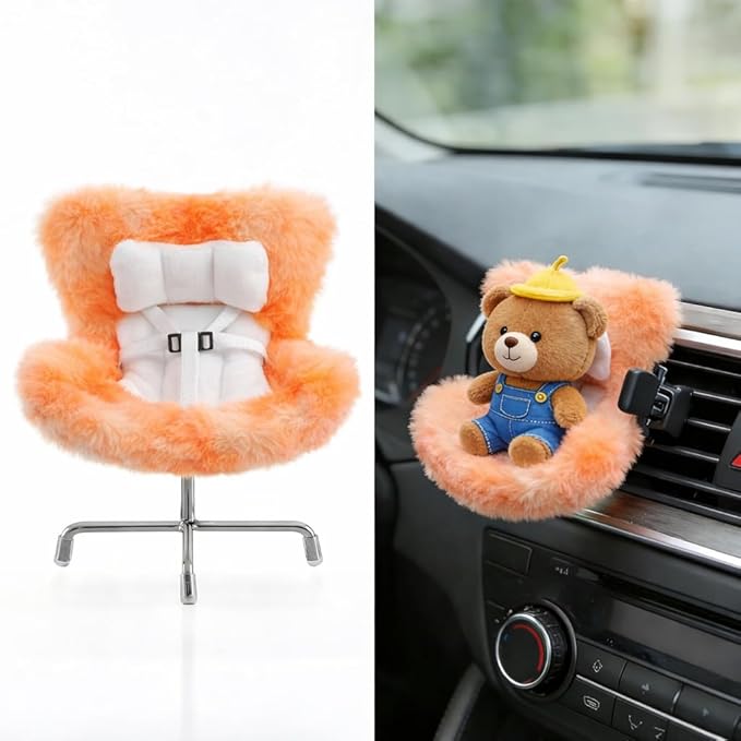 Ezcora Accessories for 10-17cm Dolls, Doll Car Seat with Clip onto Car Air Vent, Includes Seat Leg for Desktop Display (Orange Ombre)