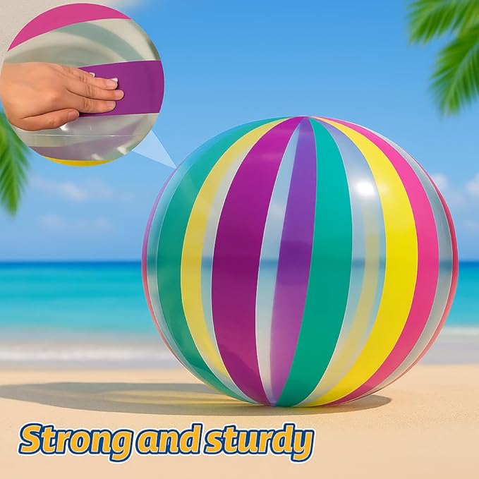 GiftExpress 40" Beach Balls 2 Pack - Polka Dot & Striped Giant Transparent Inflatable Balls for Swimming Pool Party - Summer Outdoor Water Toys & Decorations