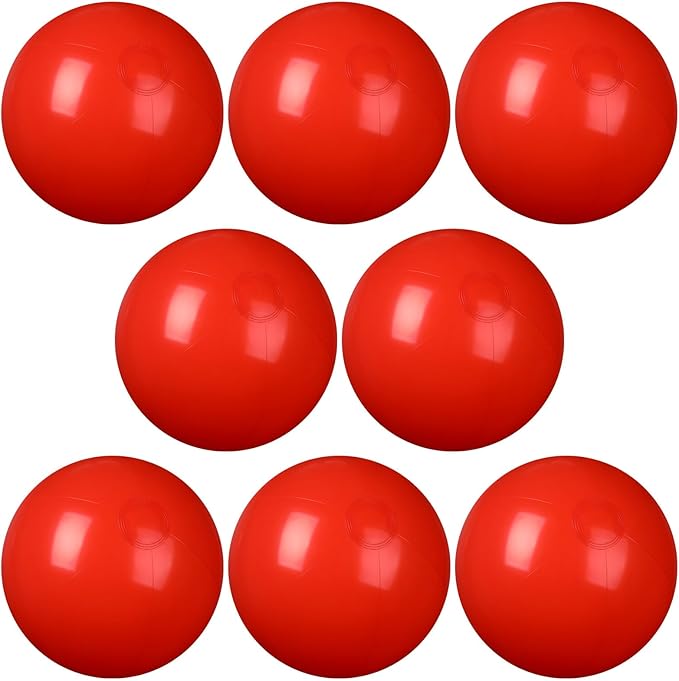 8 Pcs 12 Inch Solid Red Beach Balls Inflatable Beach Ball Bulk Large Blow up Pool Game Toys