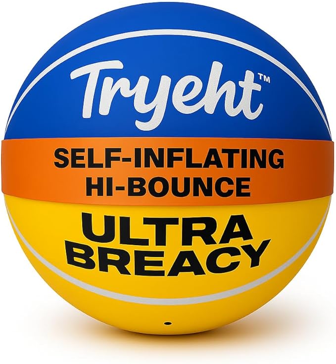 Mini Basketball, 5-Inch Self-Inflating Rubber Ball – No Pump Needed, High-Bounce Breacy Ball for Indoor Mini Hoop & Outdoor Play