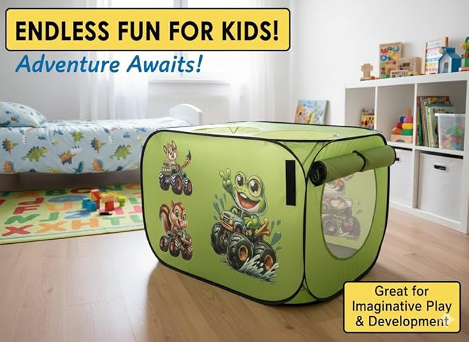 Pop Up Kids Play Tent – Foldable Playhouse for Boys, Girls, Toddlers & Babies with Carry Bag, 44 X 27'' Polyester, See-Through Breathable Mesh, Ideal for Birthday Gift, Kids Tent Indoor Outdoor