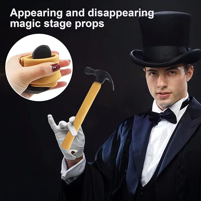 Fake Hammer Trick Toy - Disappearing Rubber Hammer, Stage Performance Accessory | Multipurpose Relaxing Toy Gimmick Props, Prank Prop, Carnival Cosplay Role Play Funny Comedy Gag for Entertainment