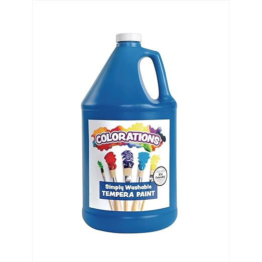 Colorations Paraben-Free Washable Tempera Paint for Kids - 1 Gallon Value Size, Vibrant Blue. Non-Toxic and Made in the USA, Classroom Must Haves, Bulk Arts and Crafts Supplies