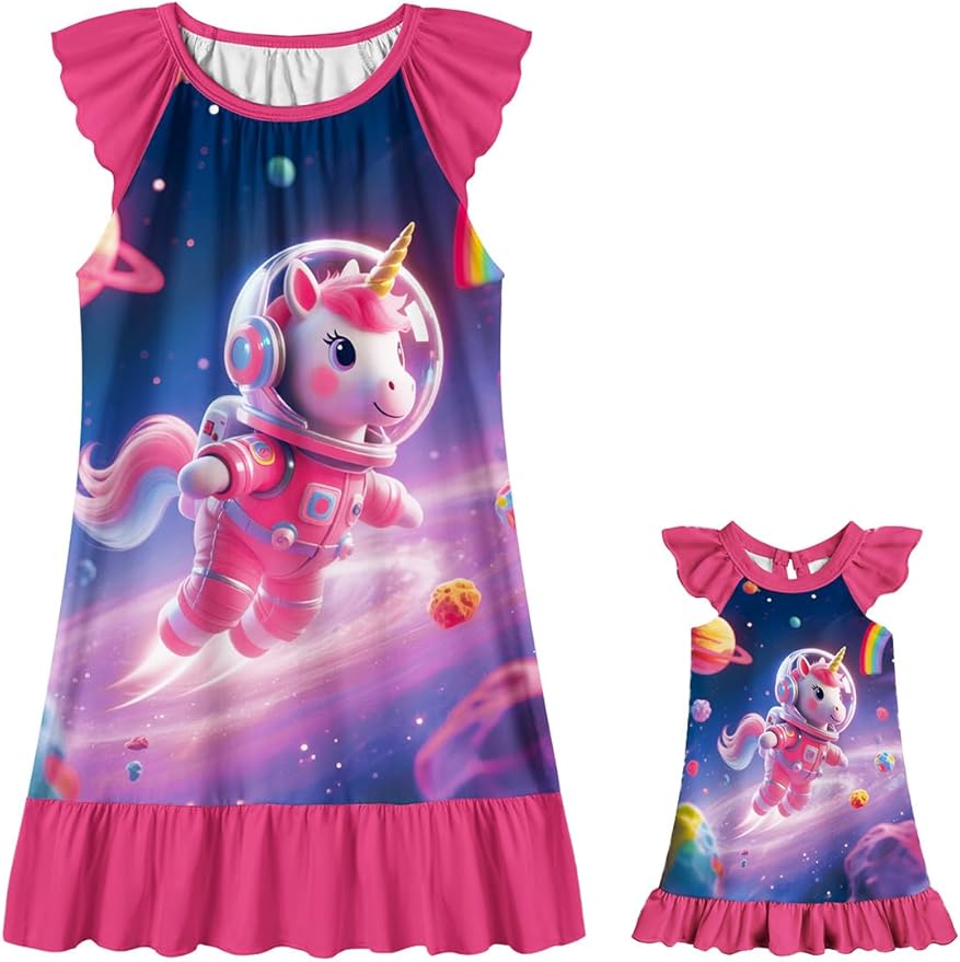 LQSZ Doll and Girl Matching Nightgown Outfit Pajamas Nightie Nightgown for Girls and Dolls Clothes