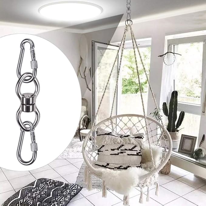 SELEWARE Silent Bearing Swing Swivel, 360° Rotational Device Hanging Accessory for Tree Swing, Hammock Chair, Yoga,1200LB Capacity, 2 Pack