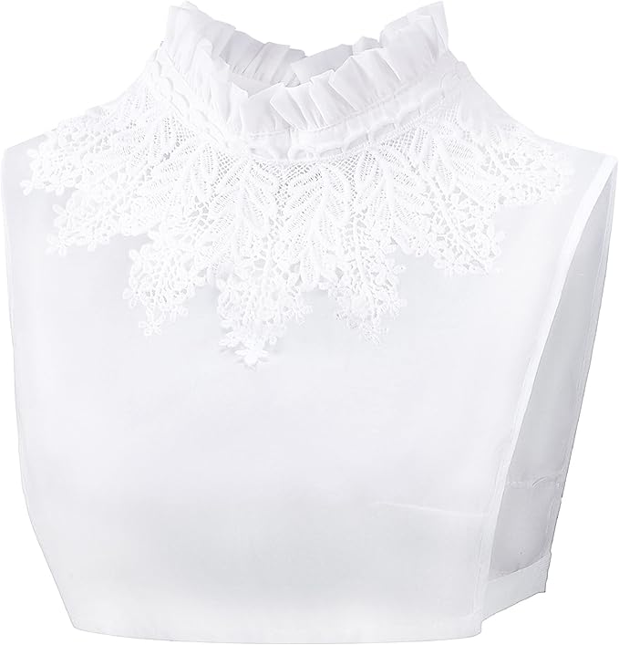Shinywear Ruffles Turtle Neck False Shirt Collar Lace Crystal Pearls Decorative Dicky Choker Detachable Doll Lapel Blouse