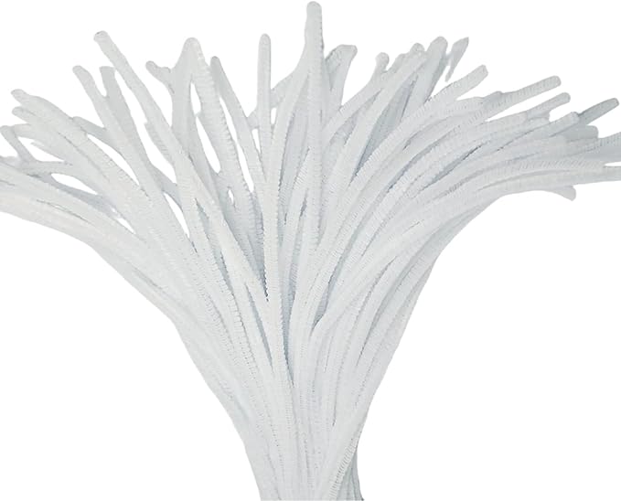 White Pipe Cleaners, 12 Inch Long Pipe Cleaners Craft Supplies, Colorful Pipe Cleaners Pastel for Halloween Decoration, Christmas Day and Valentine’S Day DIY Art Creative Crafts 200 Pcs
