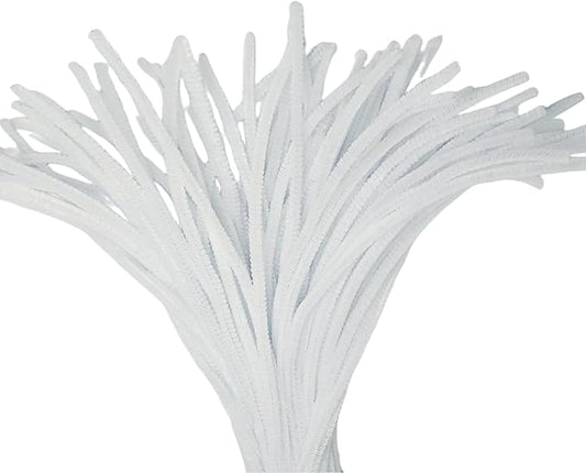 White Pipe Cleaners, 12 Inch Long Pipe Cleaners Craft Supplies, Colorful Pipe Cleaners Pastel for Halloween Decoration, Christmas Day and Valentine’S Day DIY Art Creative Crafts 200 Pcs