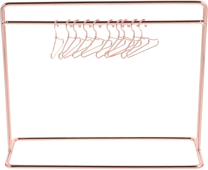 TOYANDONA Doll Clothes Rack with 10 Miniature Hangers Mini Clothes Rack for Dolls Doll Garment Storage for Dollhouse Accessories 5.90X4.72X2.16In