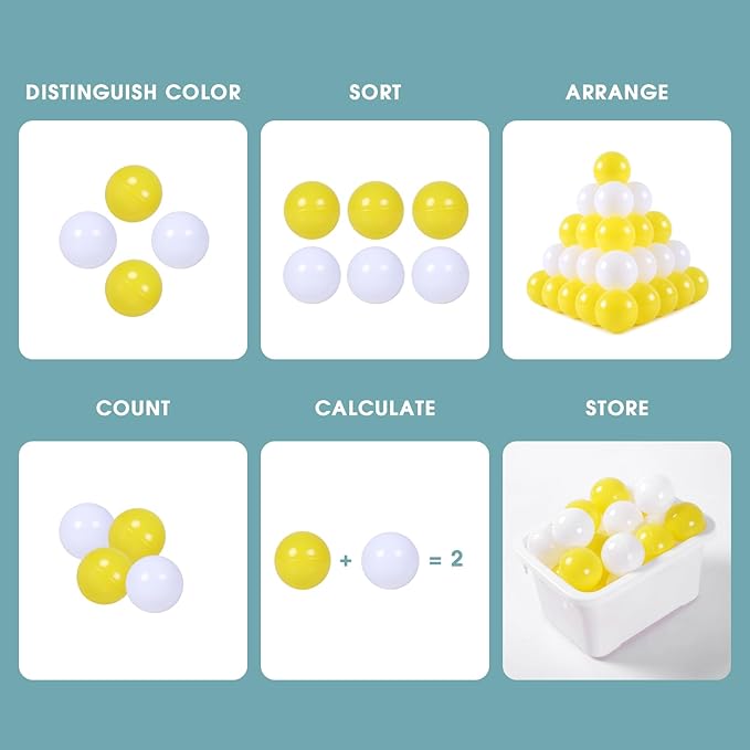 Ball Pit Balls for Kids, Plastic Refill 2.2 Inch Balls, 100 Pack, Bright Colors, Phthalate and BPA Free, Includes a Reusable Storage Bag with Zipper