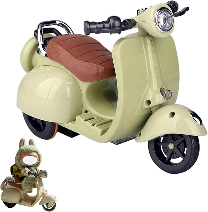 Scooter for Labubu with Light and Music, Have A Seat for Labubu Accessories, Mini Electric Doll Scooter Interactive Decor Desktop Ornaments for Labubu Collectors