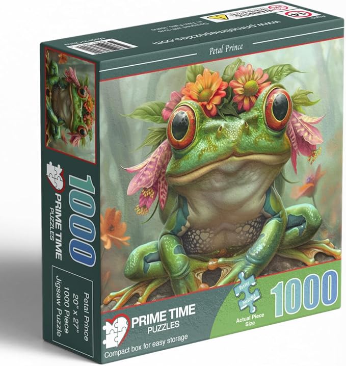 1000 Piece Jigsaw Puzzle for Adults - Cute Spirit Animal Frog Prince - Challenging and Hard Puzzle Perfect for Game Nights - 20x27 inches(Petal Prince)