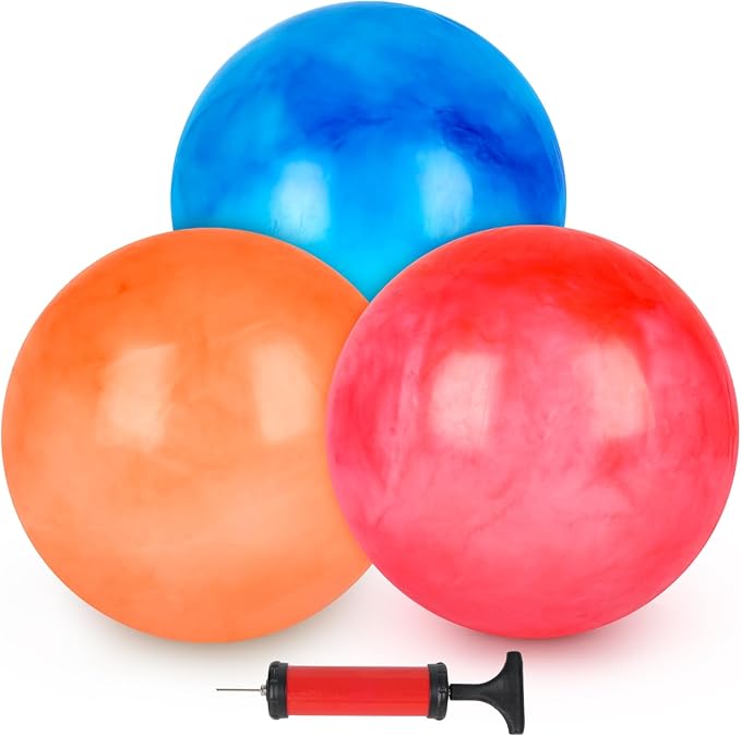 LovesTown 3PCS Playground Balls, 14 Inch Bouncy Balls Inflatable Dodgeball Kickballs with Hand Pump, for Kids Indoor and Outdoor