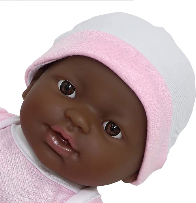 JC Toys - La Newborn Nursery | 7 Piece Doll Gift Set | 12" Life-Like African American Doll with Accessories | Pink | Ages 2+ (18345)