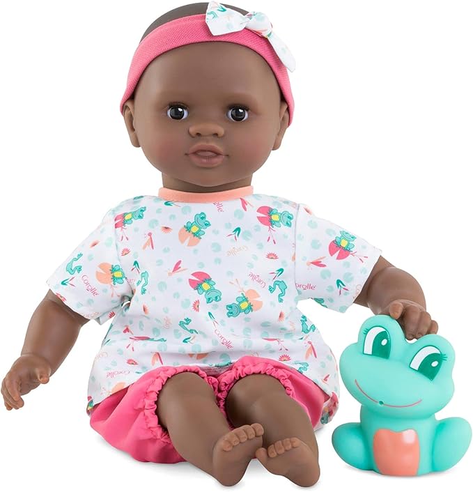 Corolle Mon Premier Poupon Bath Baby Alyzee/Soft Body Bath Doll with Bath Animal/Sleeping Eyes/Vanilla Fragrance/Removable Dresses / 30 cm/Suitable for Children from 18 Months