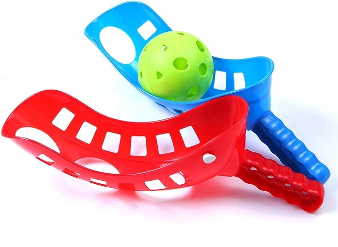 Cooraby Scoop Ball Game Scoop and Ball Toss Set Toss Catch Game Toy Lacrosse Racket Game with Storage Bag, 4 Scoops and 2 Balls
