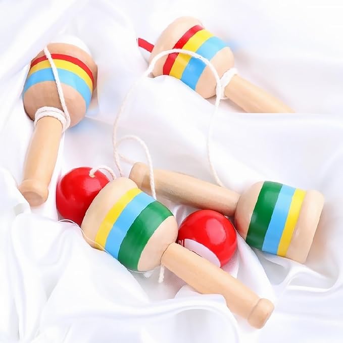 Garneck 5pcs Wooden Ball Cup Toss Game Hand Eye Coordination Balanced Catch Skill for Indoor Outdoor Parties and Birthday Gifts