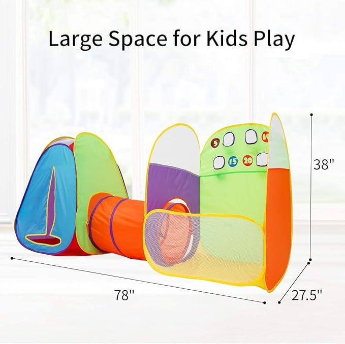 Alvantor® Kids Tent Play Tent Fun Toss It Game Zone 3-in-1 Pop Up Play Tunnel Indoor Outdoor Great Game & Toy Gift for Children (Include 4 Balls)