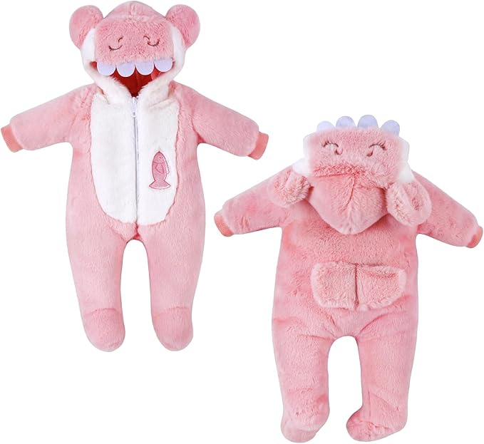 BABESIDE Reborn Baby Doll Clothes Set for 17-22 Inch Babydolls – Cute Shark Hoodie Babydoll Clothes for Lifelike Reborn Baby Doll Accessories, Pink