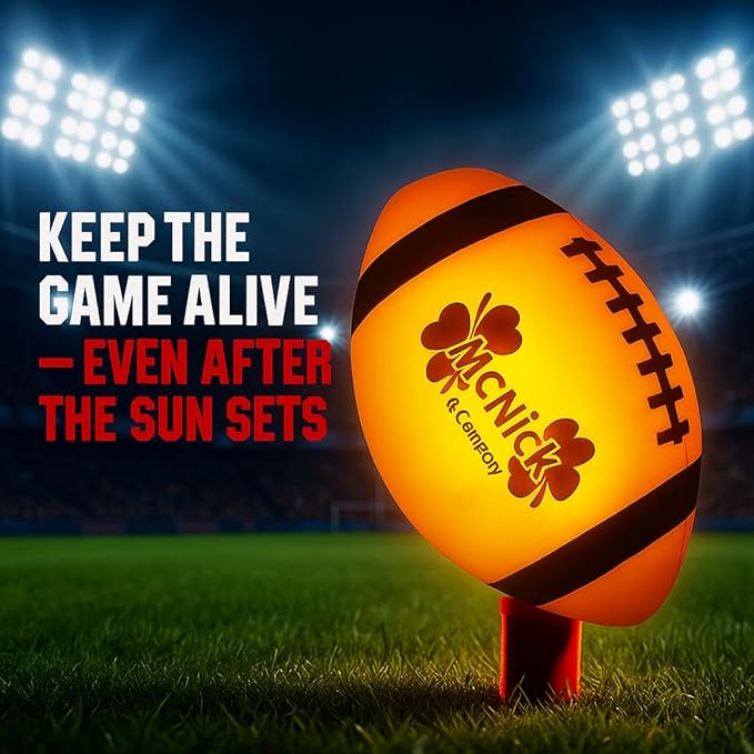 MCNICK & COMPANY Glow in The Dark Football – Ultra Bright LED Light-Up Ball with Pump & Long Battery Life – Fun Gift for Kids, Teens & Adults
