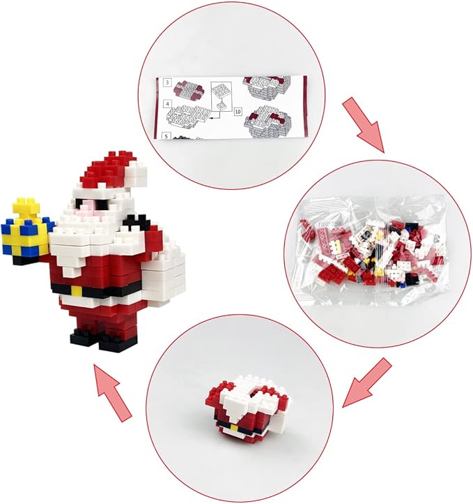 Pinkiwine 4 Pack Christmas Building Block Toys for Kids Boys Girls Teens Christmas Stocking Stuffers Gifts
