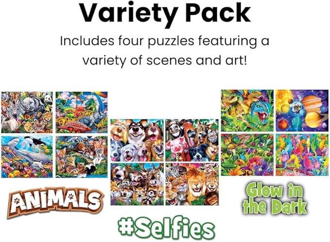 MasterPieces – Jigsaw Puzzle Set for Kids 6+ Years, 4-Pack of 100 Pieces, Educational and Fun Game, Old Macdonald’s Farm Collection, Gift Idea for Children, 8" x 10"