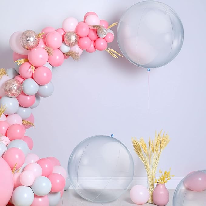Zhanmai 8 Pcs Inflatable Clear Beach Ball 16 Inch 24 Inch Pool Floating Ball Balloons Under The Sea Party Decorations Bubble for Summer Ocean Beach Pool Hawaii Luau Party Supplies