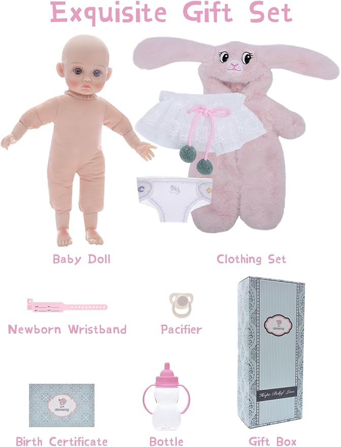 Baby Dolls, 15 Inch Realistic Soft Body Baby Doll Real Life Baby Dolls with Accessories, for 3+ Year Old Girls, Pretend Play, Collection, Gift-Ready (Light Pink)