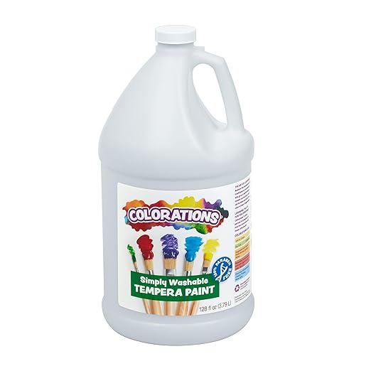 Colorations Paraben-Free Washable Tempera Paint for Kids - 1 Gallon Value Size. Vibrant White. Non-Toxic and Made in The USA