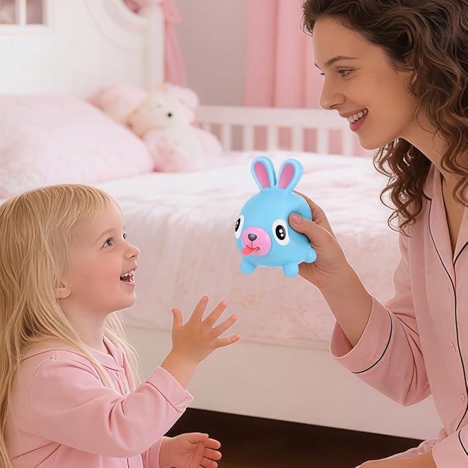 TOYANDONA Squeeze Toy for Kids - Rabbit Tongue Stick Out Animal Tongue Out Toy Squeeze Ball for Stress Relief Fun Kids Adults Birthday Party Favors Easter Basket Goodie Bag Stocking Stuffers, Blue