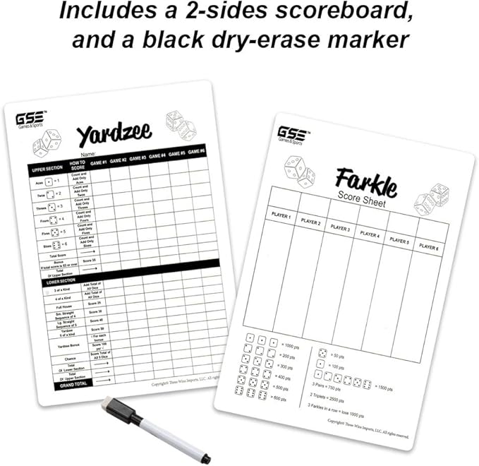 GSE Games & Sports Expert 3.5-Inch Premium Oak Giant Yard Dice Set with Bucket and Yardzee & Farkle Scorecard. Outdoor Backyard Lawn Game for Family