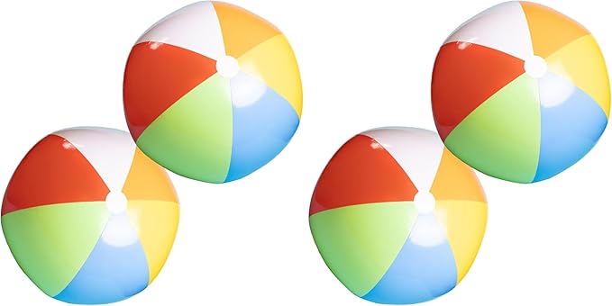 Top Race 2-Pack Giant Beach Balls 42-Inch Inflatable Pool Balls for Swimming and Outdoor Fun - Multicolor Big Shiny Ball for Beach Party and Summer Games