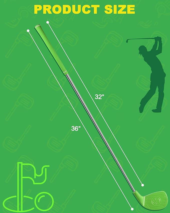 ASONA Green Golf Yard Game Clubs Set for Adults Perfect for Outdoor Backyard Beach Lawn and Social Fun, 36” Standard Length Size with Plastic Oversized Club Head for Birthday or Father’s Day