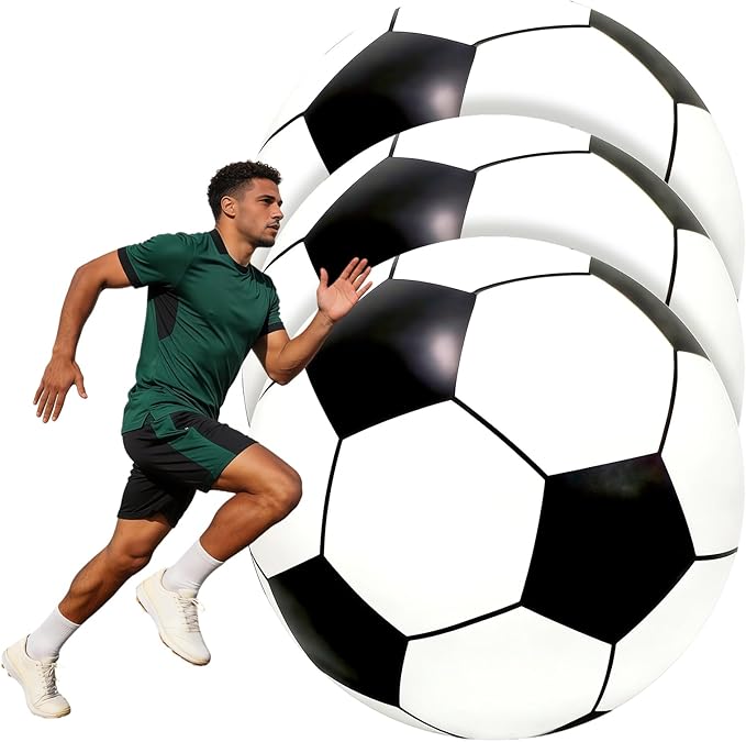 3 Pcs 40 Inch Giant Inflatable Soccer Ball, Huge Beach Football Large Sport Balls Jumbo Beach Balloons Oversized Soccer Party Favors for Birthday Decoration, Gift, Outdoor Sports, Pool, Backyard