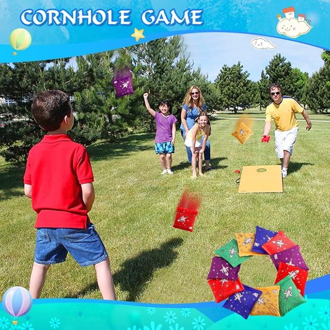 16 Pack Bean Bags for Kids - Small Colorful Mini Bags for Cornhole, Tossing - Outdoor Yard Game for Children, Family, Adults (6 Colors)