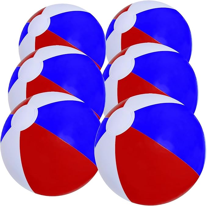 6 Pack Beach Balls, Large Inflatable Beach Balls Bulk, for Parties, Beach, Pools & Play