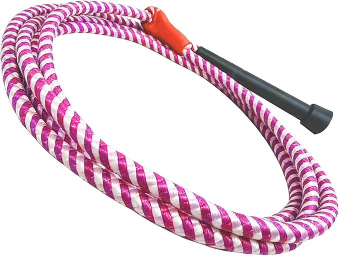 Kids Cowboy Lasso Rope Toy - Adjustable Pre-Tied Roping Rope, 84in Ranch Toy with Handle for Outdoor Pretend Play (Pink and White)